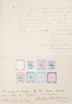 A set of mint 1898 Sudan "Camel Postman" on entire signed by General Sir Herbert Kitchener.