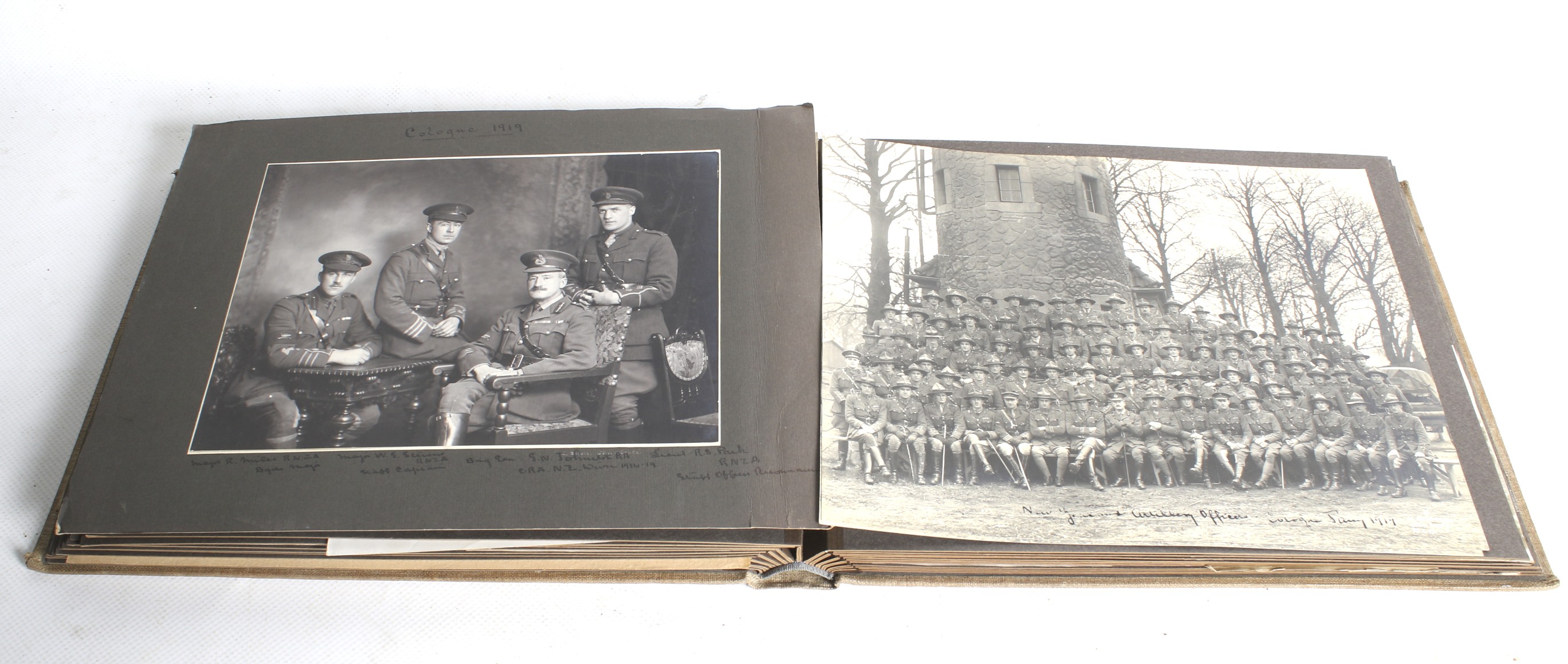 Circa 1914-18 beige canvas album of military photos and postcards. - Image 5 of 7