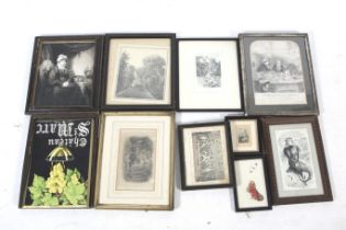An assortment of Victorian and later prints and artwork.