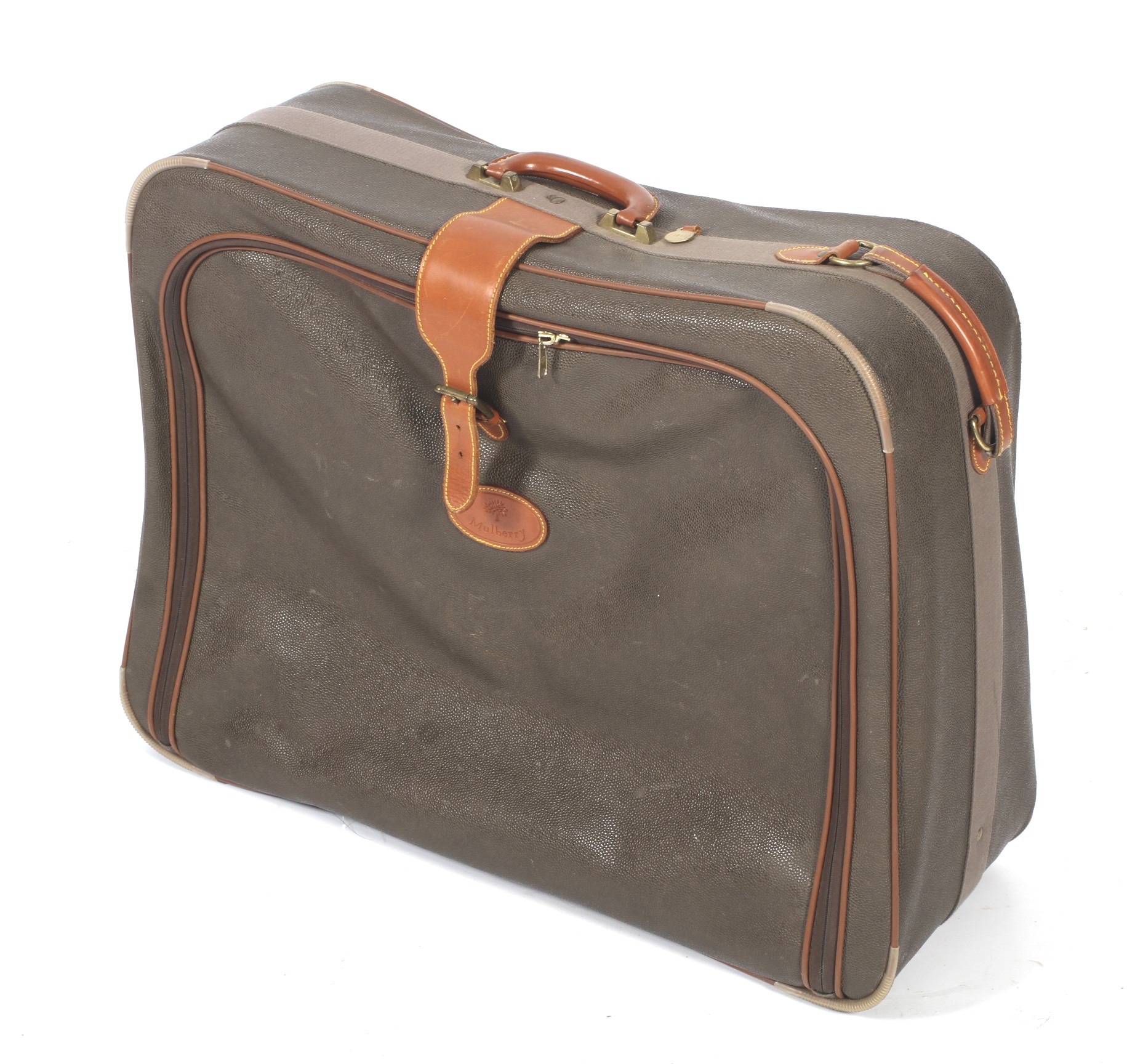 A Mulberry soft sided suitcase.