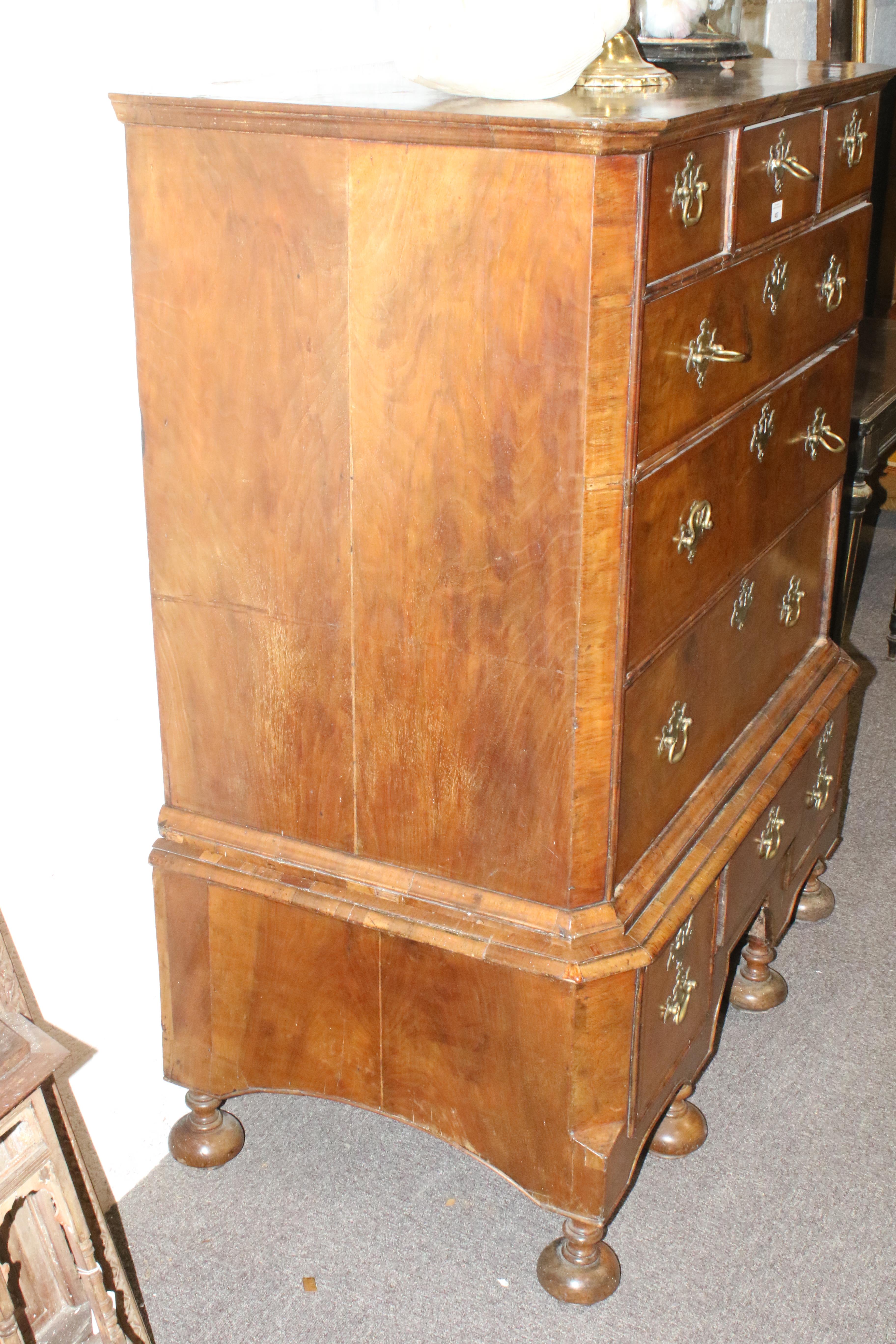 A Queen Anne walnut chest on stand. With canted corners. - Image 3 of 9