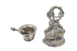 An assortment of vintage brass items.