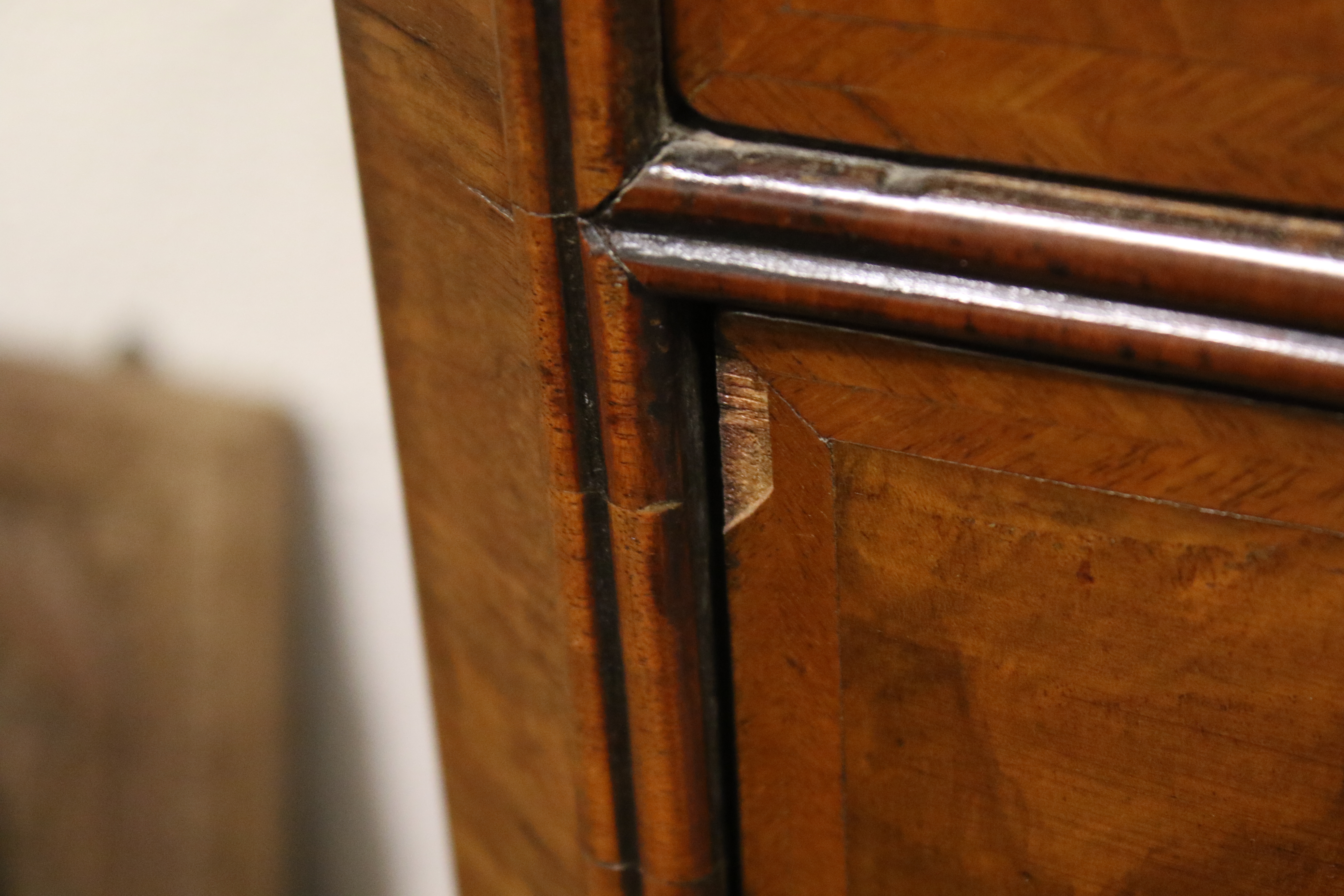 A Queen Anne walnut chest on stand. With canted corners. - Image 8 of 9
