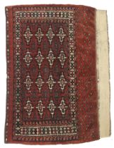 A Persian style prayer rug. Red ground.