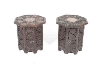 A pair of late 19th century Anglo-Indian hardwood occasional tables.