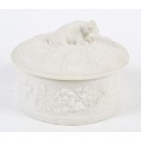 A porcelain lidded pot, possibly Kerr & Bins Worcester.