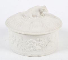 A porcelain lidded pot, possibly Kerr & Bins Worcester.