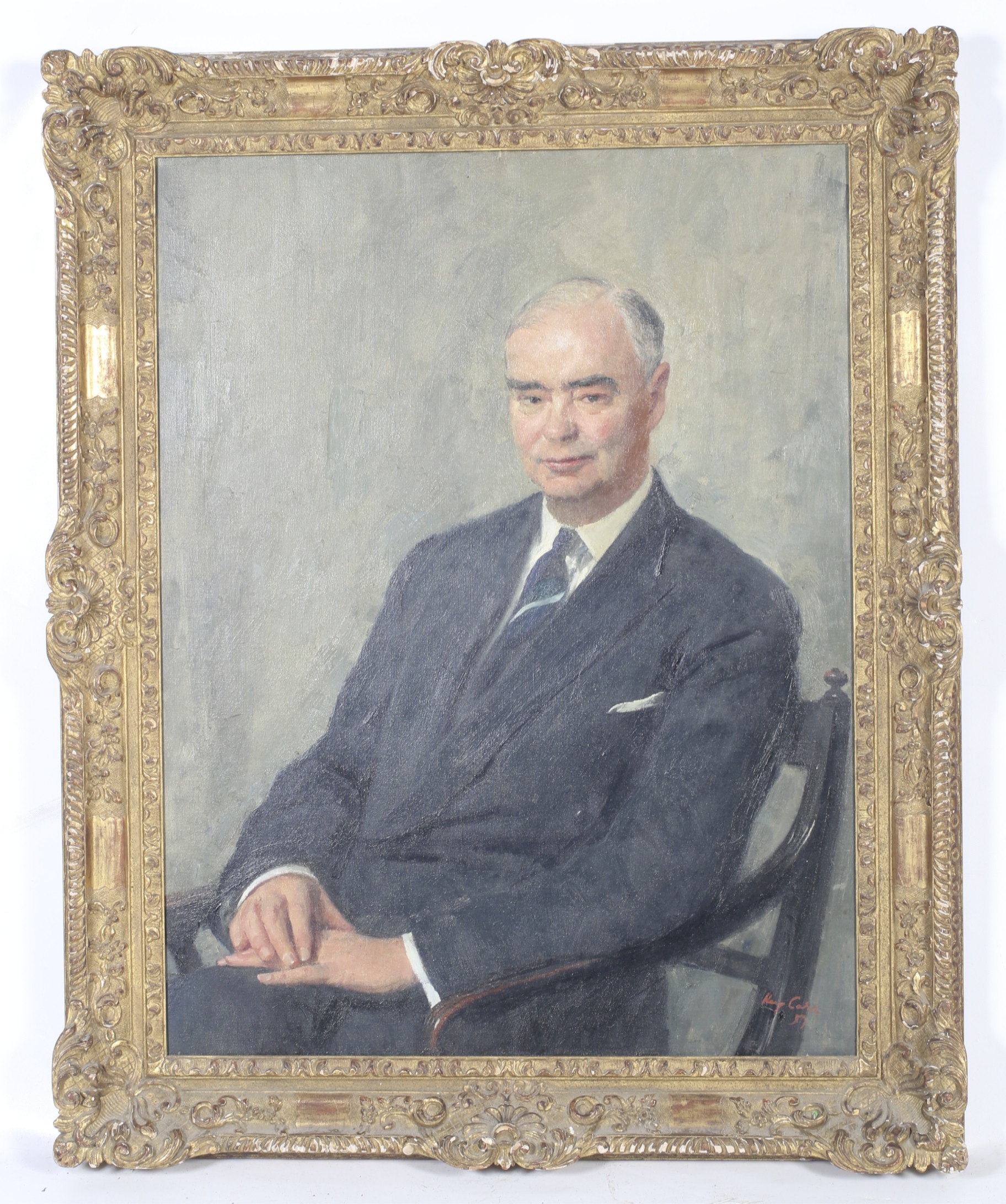 A 20th century oil on canvas portrait. - Image 2 of 3
