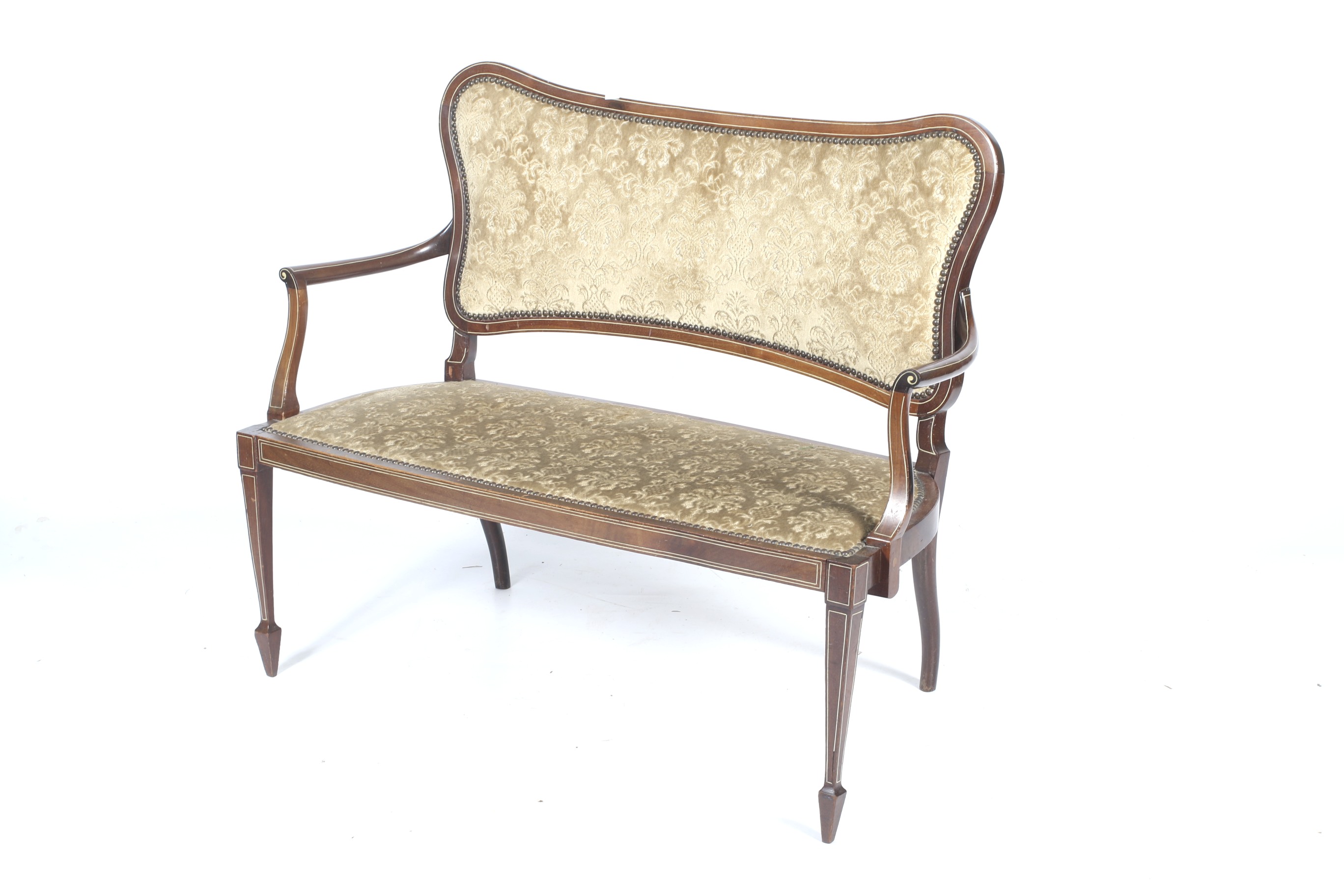 A 19th century inlaid mahogany two seater sofa.