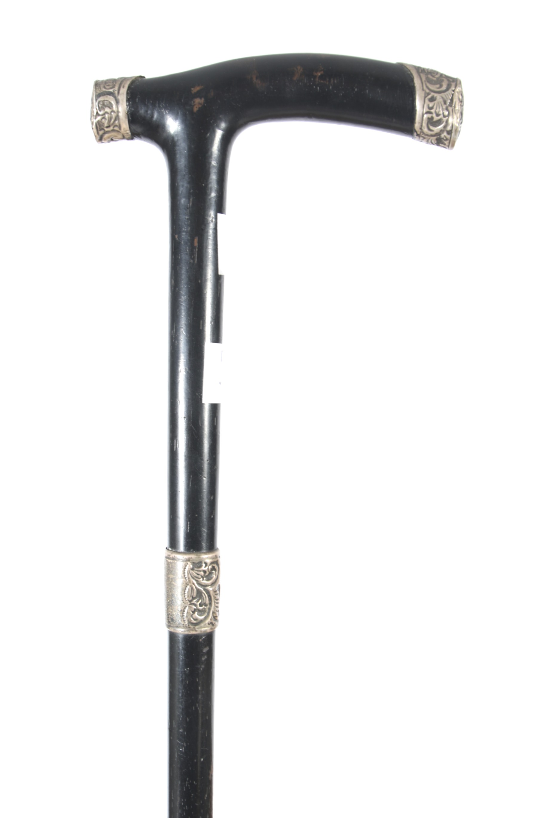 A Victorian ebony silver top and collared walking stick. - Image 2 of 2