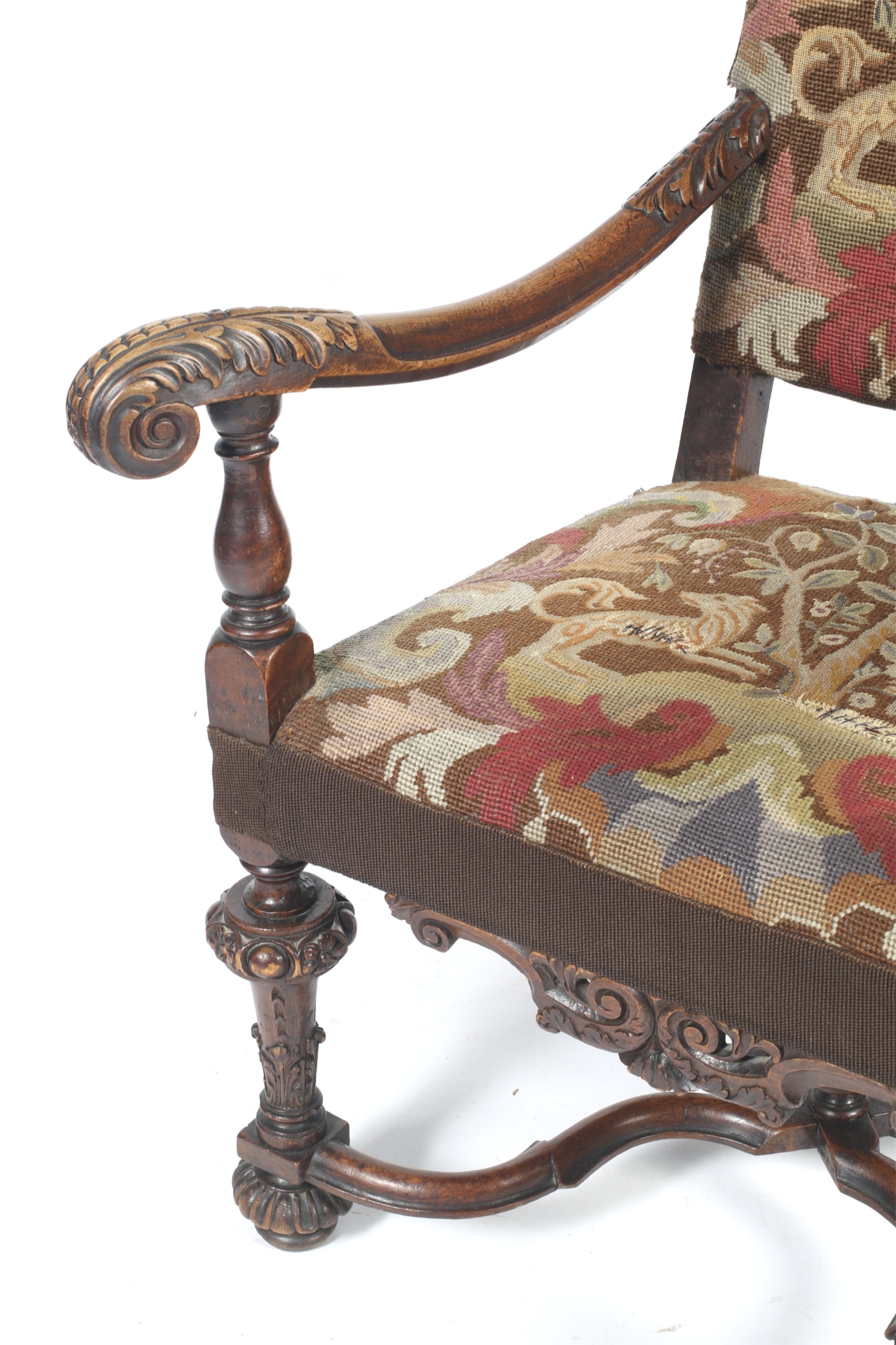 A William and Mary walnut open armchair. - Image 2 of 2
