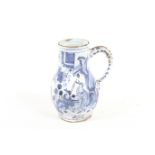 A rare English delft blue and white painter Chinoiserie Jug,