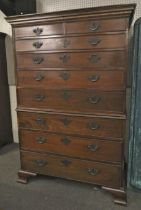 A 19th century inlaid mahogany chest on chest or tallboy.