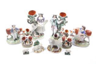 A collection of 19th century Staffordshire figures.