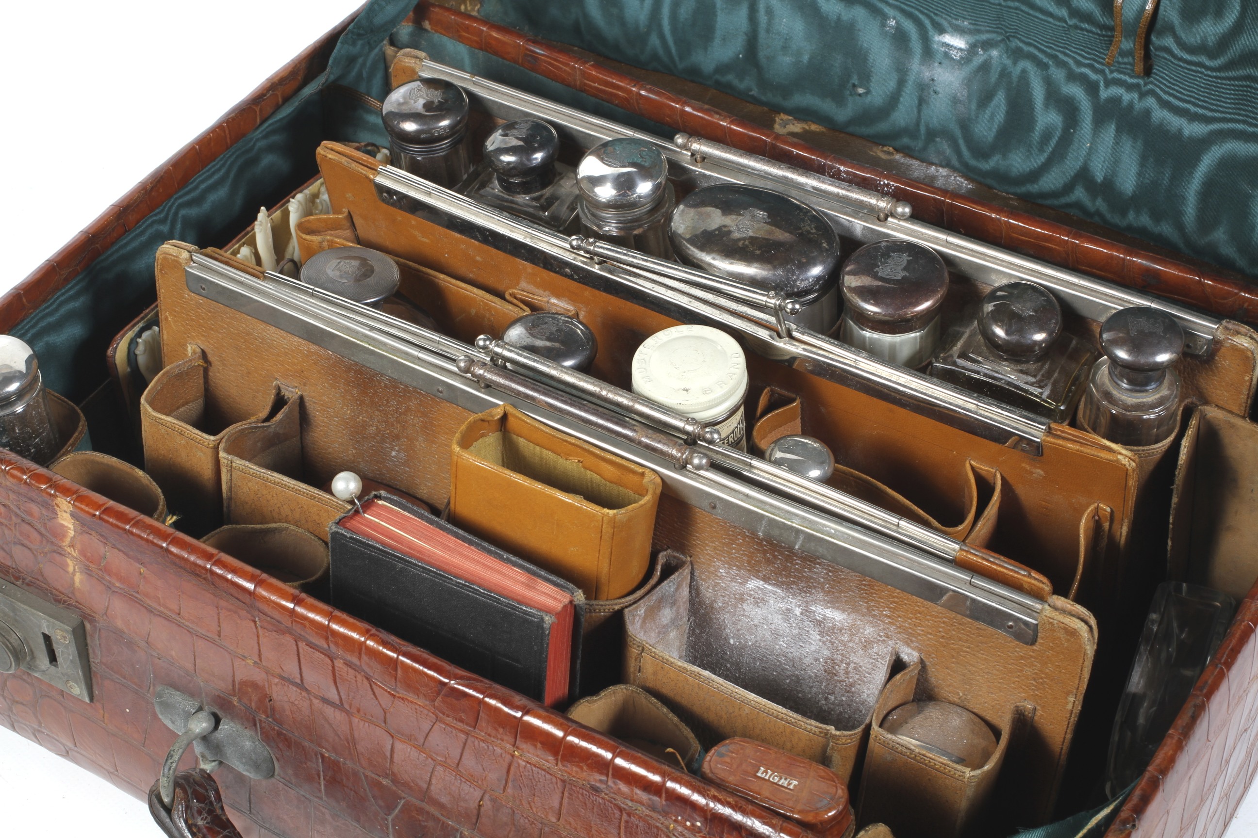 An early 20th century gentleman's alligator skin travelling suitcase. - Image 3 of 3