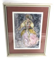 A watercolour of a 'Noble Lady....'. Signed and dated lower right Ilonato Forte