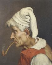 A 19th century oil on board profile portrait.