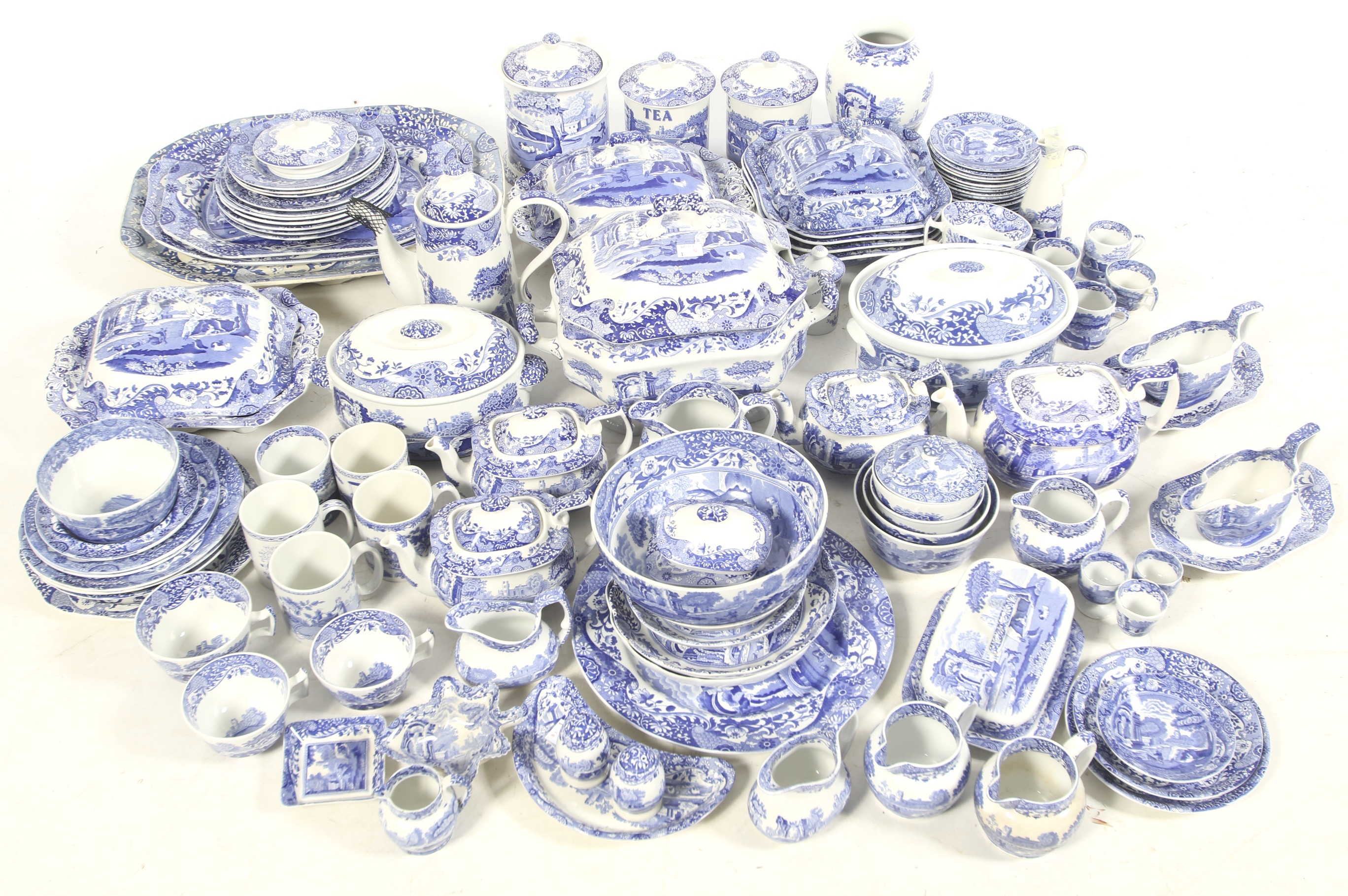 19th century and later Spode and Copeland blue Italian ceramics.