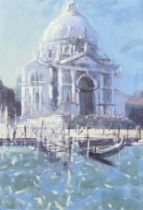 Simon Hodges (1958) oil on board, 'Looking Around Venice, San Giorgio'.