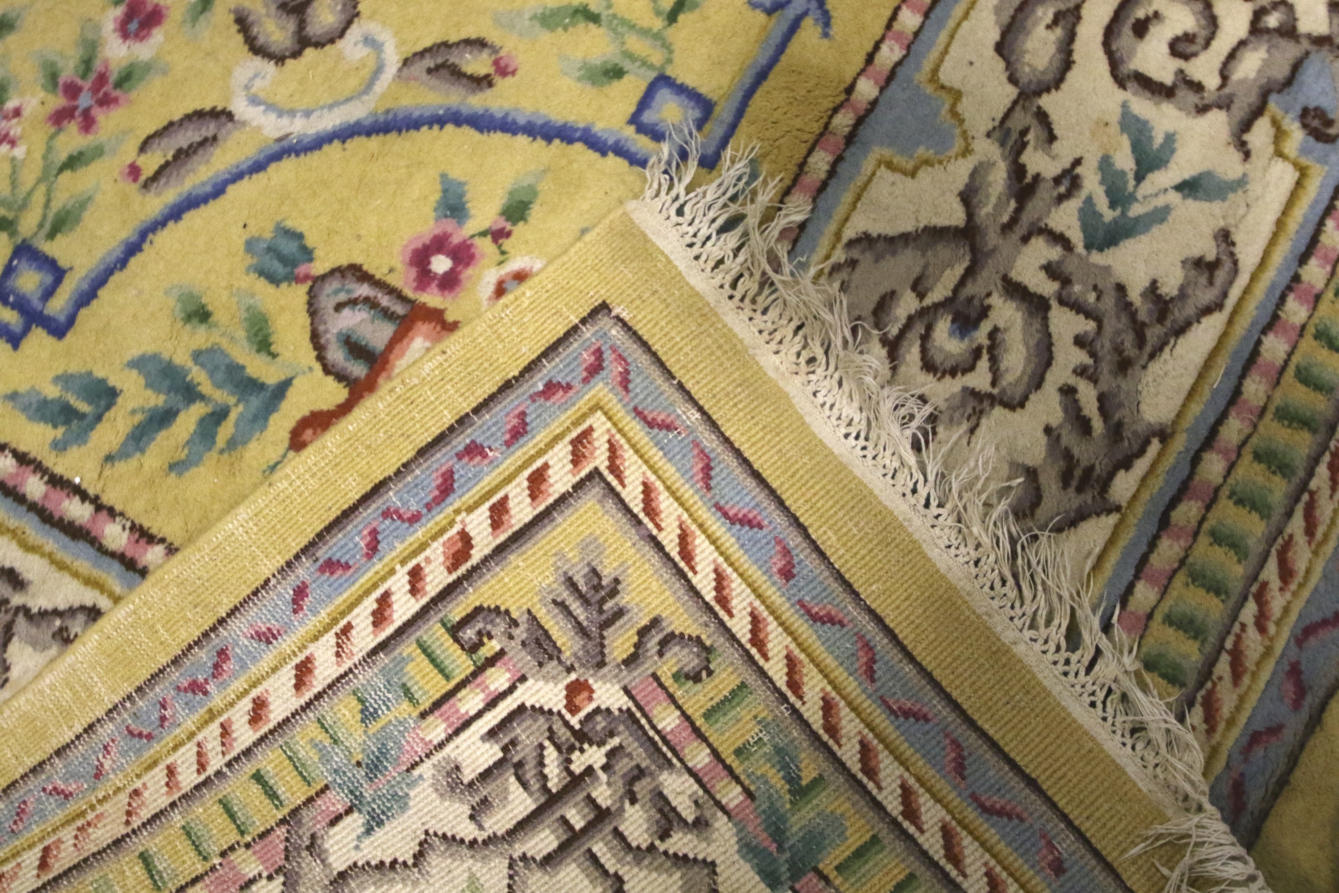 A large Chinese style yellow ground wool rug. - Image 3 of 3