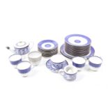 A mixed Victorian and later Wedgwood blue and white tea service.