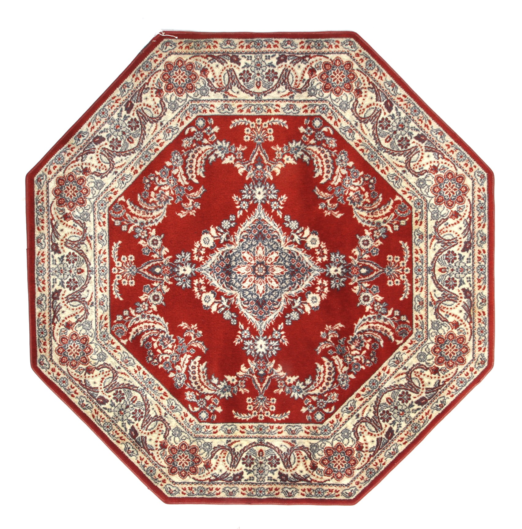 Two octagonal red ground wool rugs. - Image 2 of 4