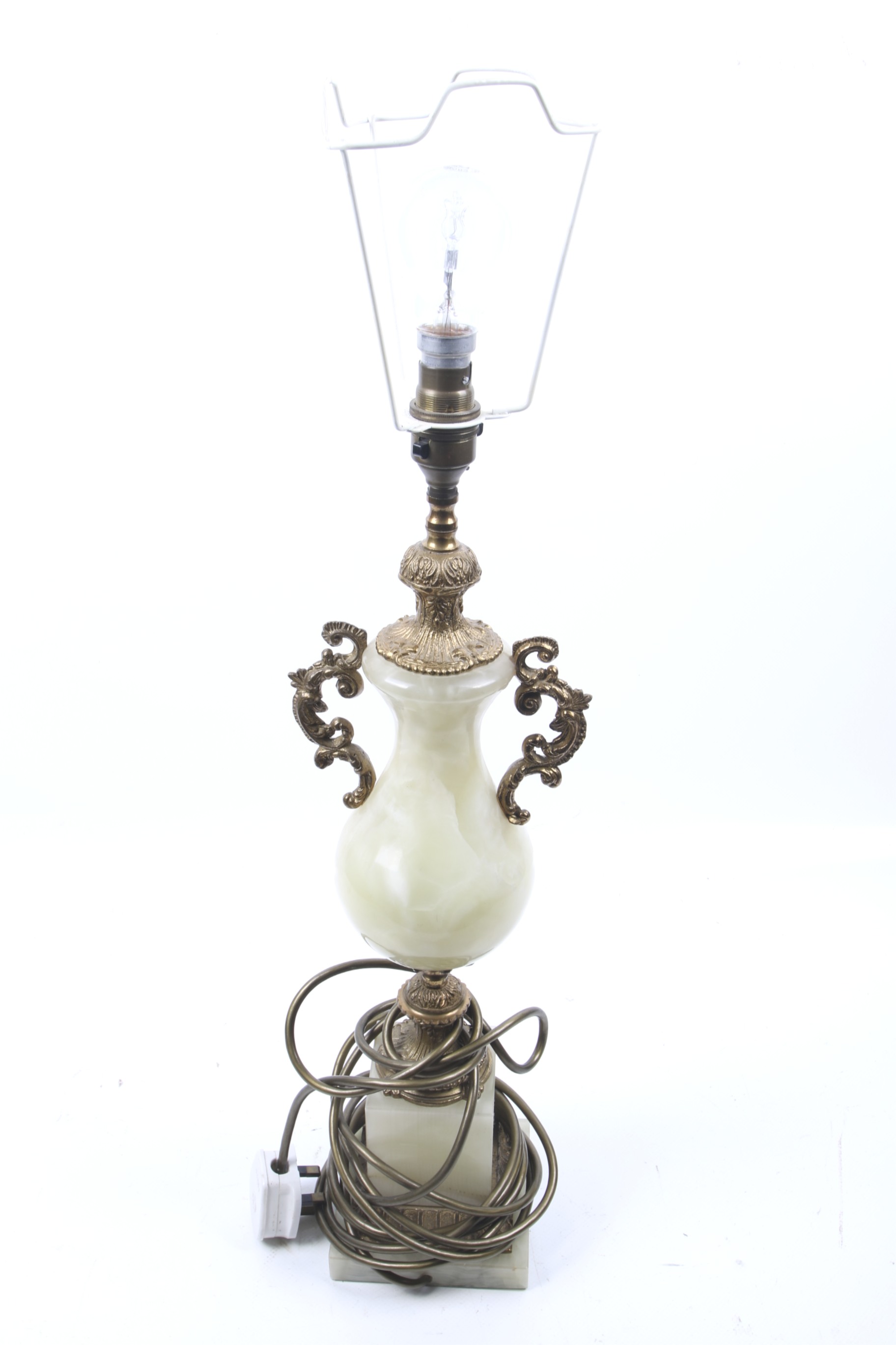 A 20th century marble and gilt lamp base.