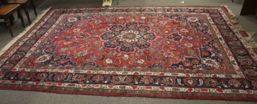 A large Persian Bakhtiari style wool carpet rug.