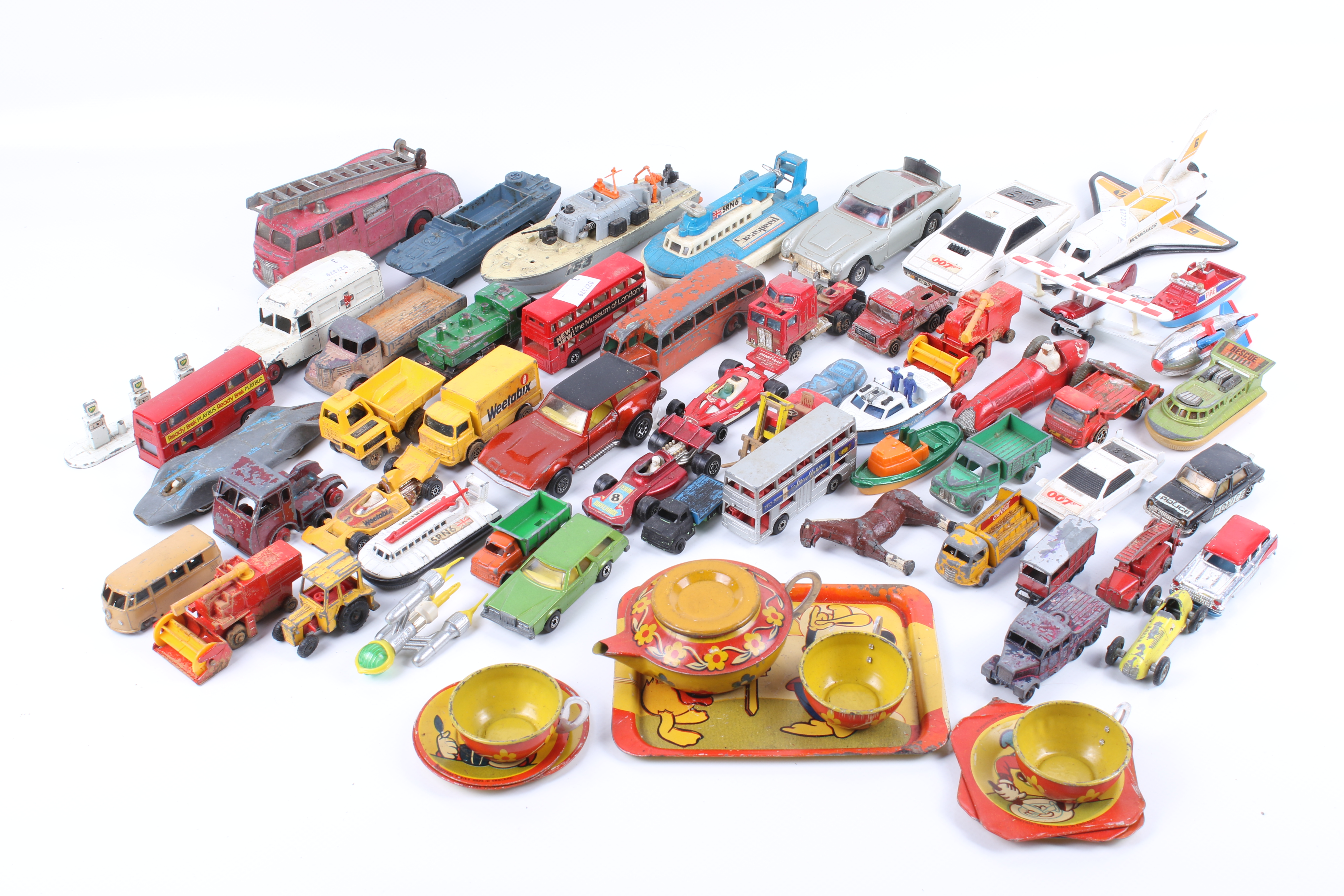 A collection of diecast cars.