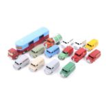 Fourteen diecast vans and lorries, mostly Dinky examples.