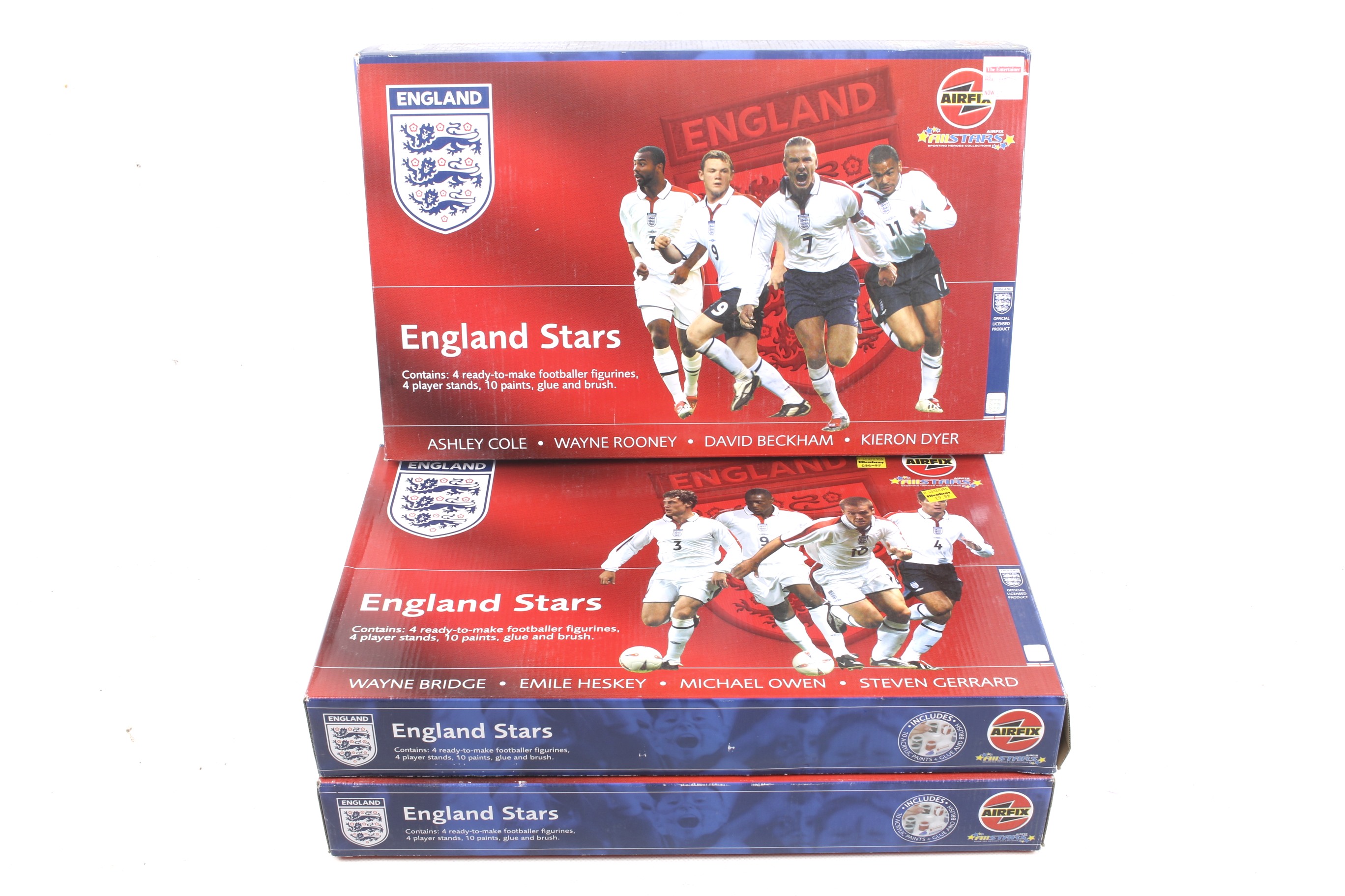 A collection of three Airfix England All Stars sets.