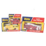 Three Dinky diecast fire service vehicles. Comprising one Airport Fire Rescue Tender no.