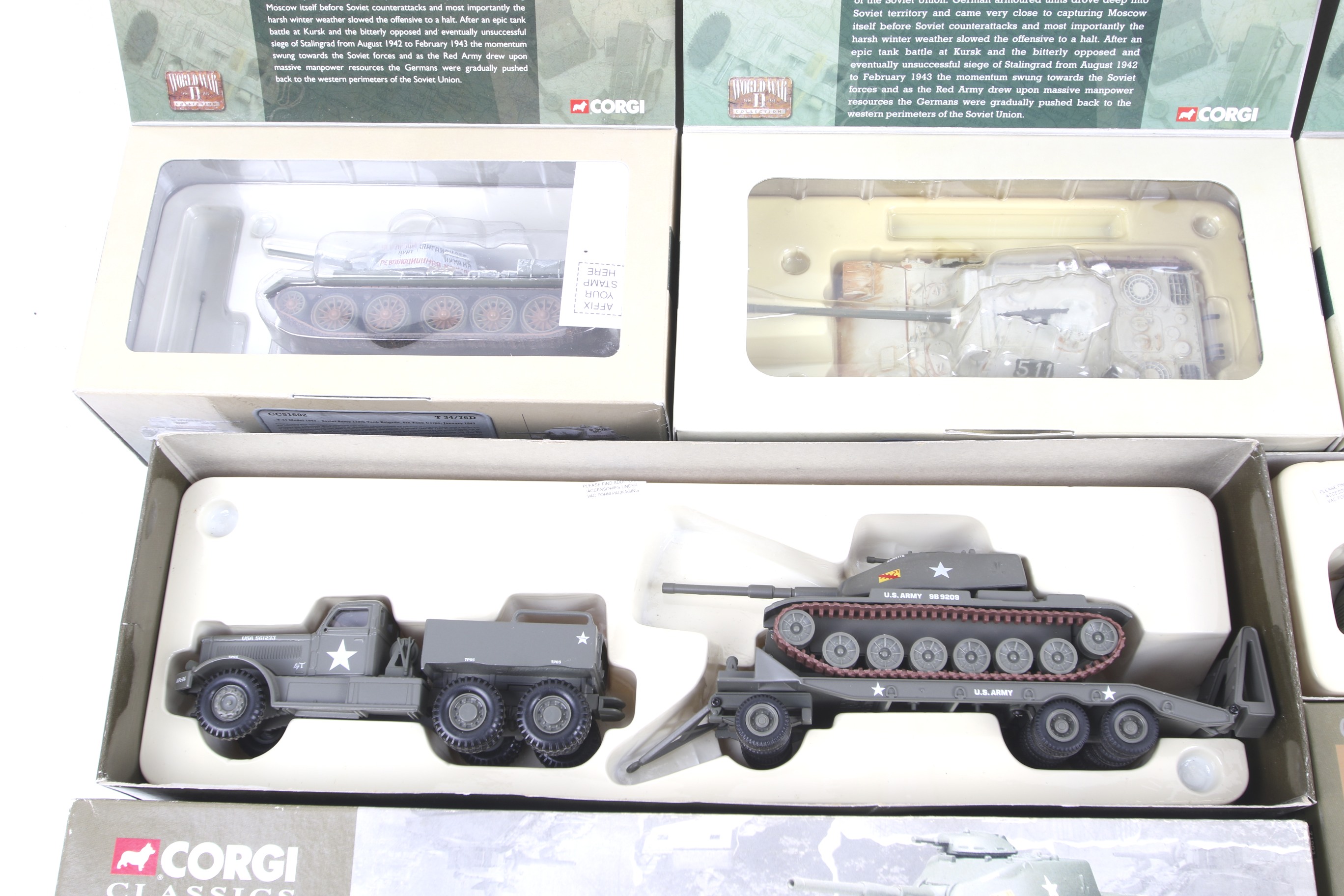 Five Corgi diecast military vehicles. Comprising a T-34 tank no. CC51602, two Panzer tanks nos. - Image 2 of 3