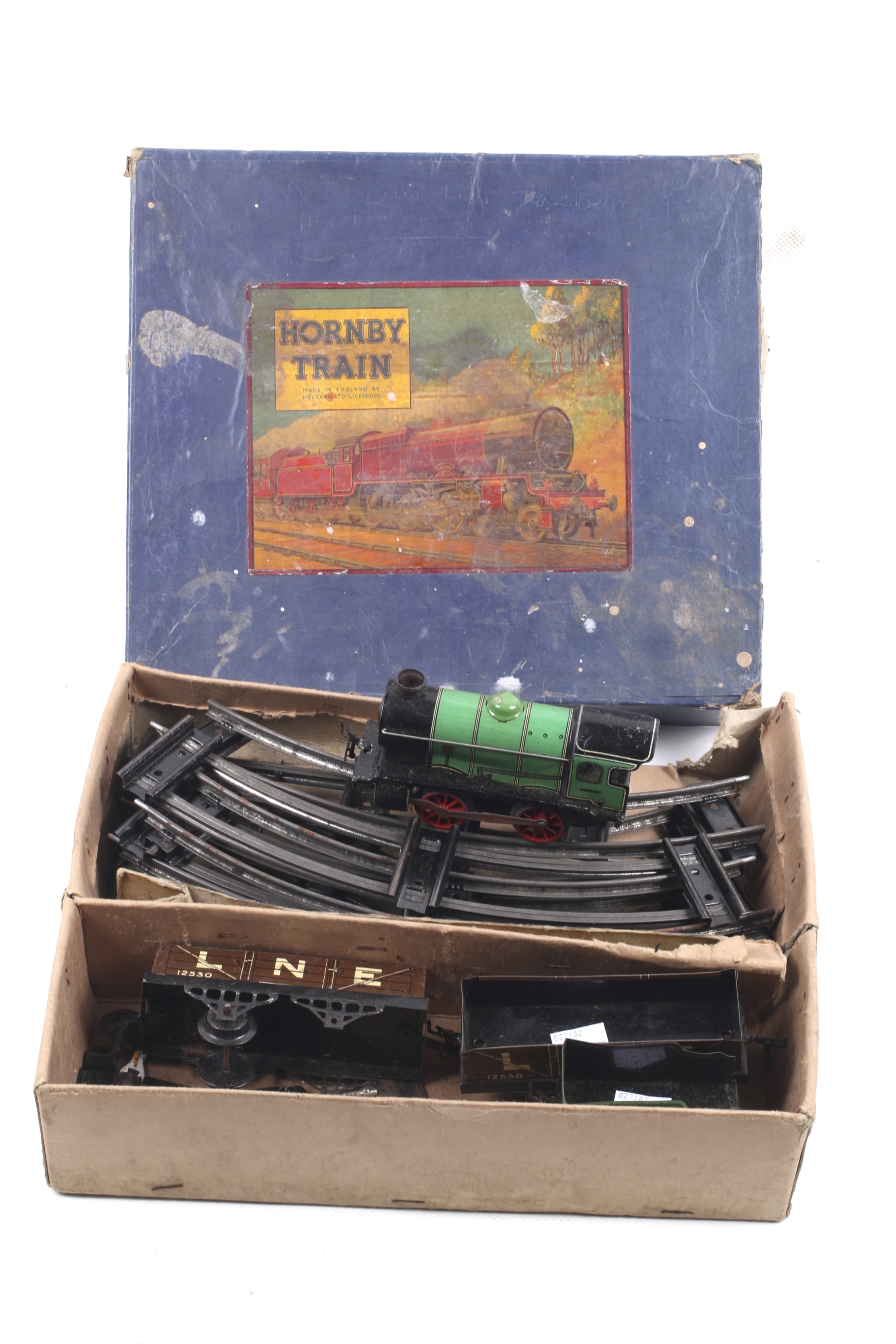 A vintage Hornby clockwork train set.