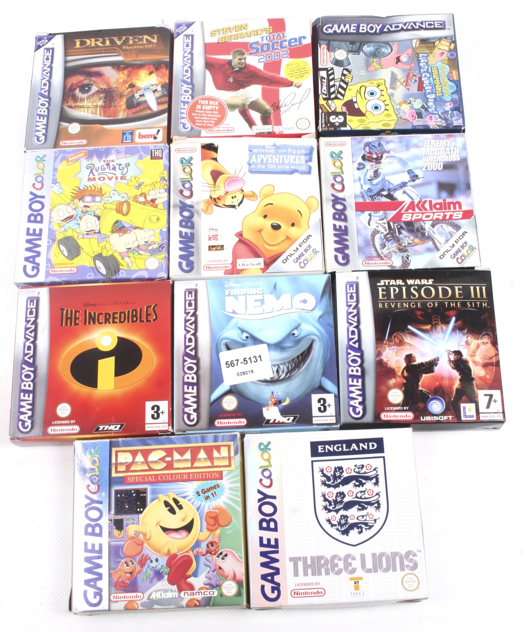 A collection of boxed Gameboy video games.