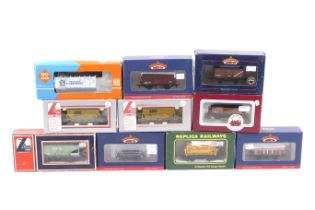 Ten OO gauge goods wagons.