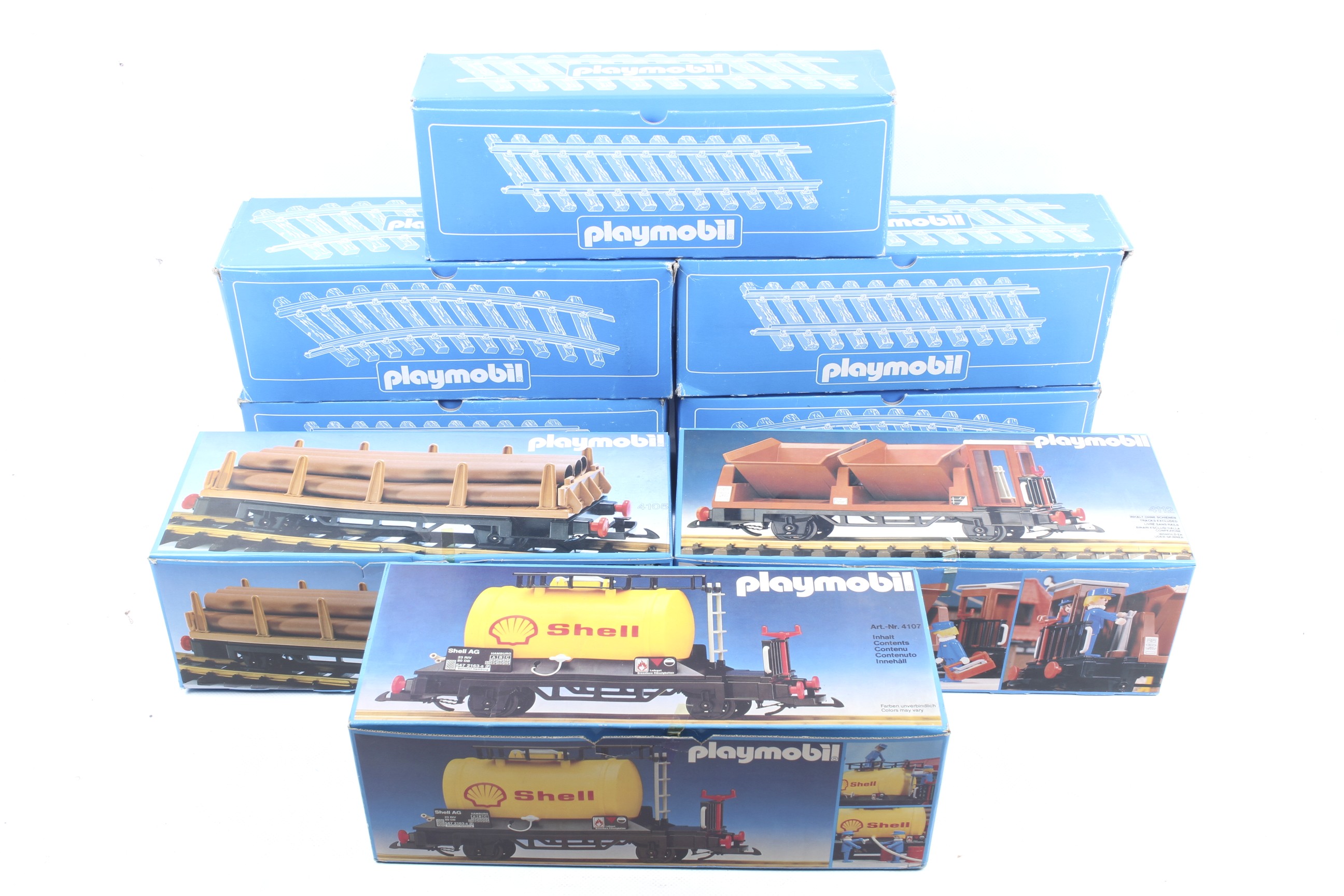 A collection of Playmobil railway related sets.