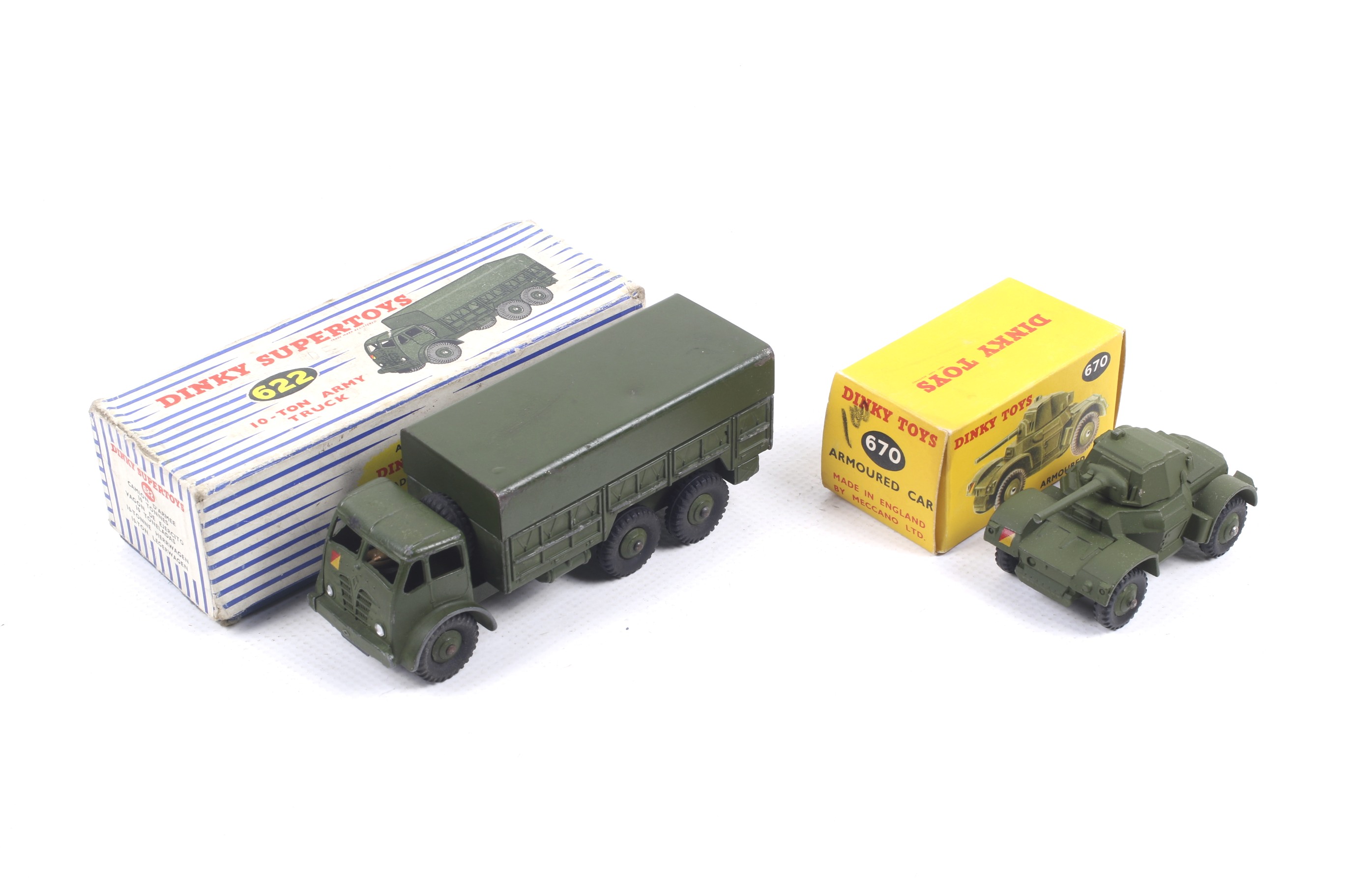 Two Dinky diecast military vehicles. Comprising one Armoured Car, no.