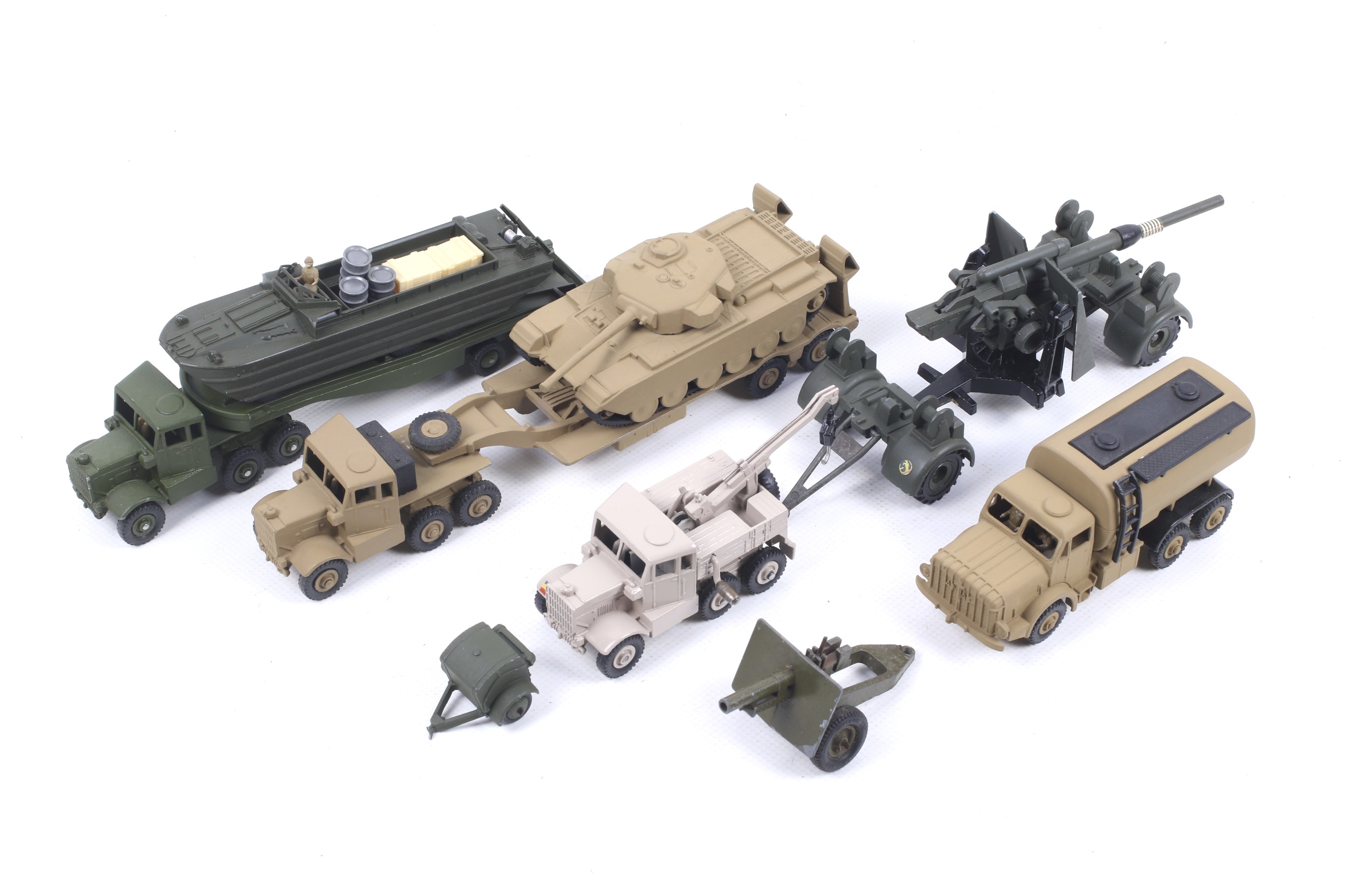 A collection of diecast military vehicles.