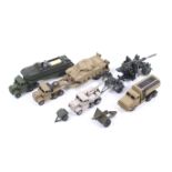 A collection of diecast military vehicles.