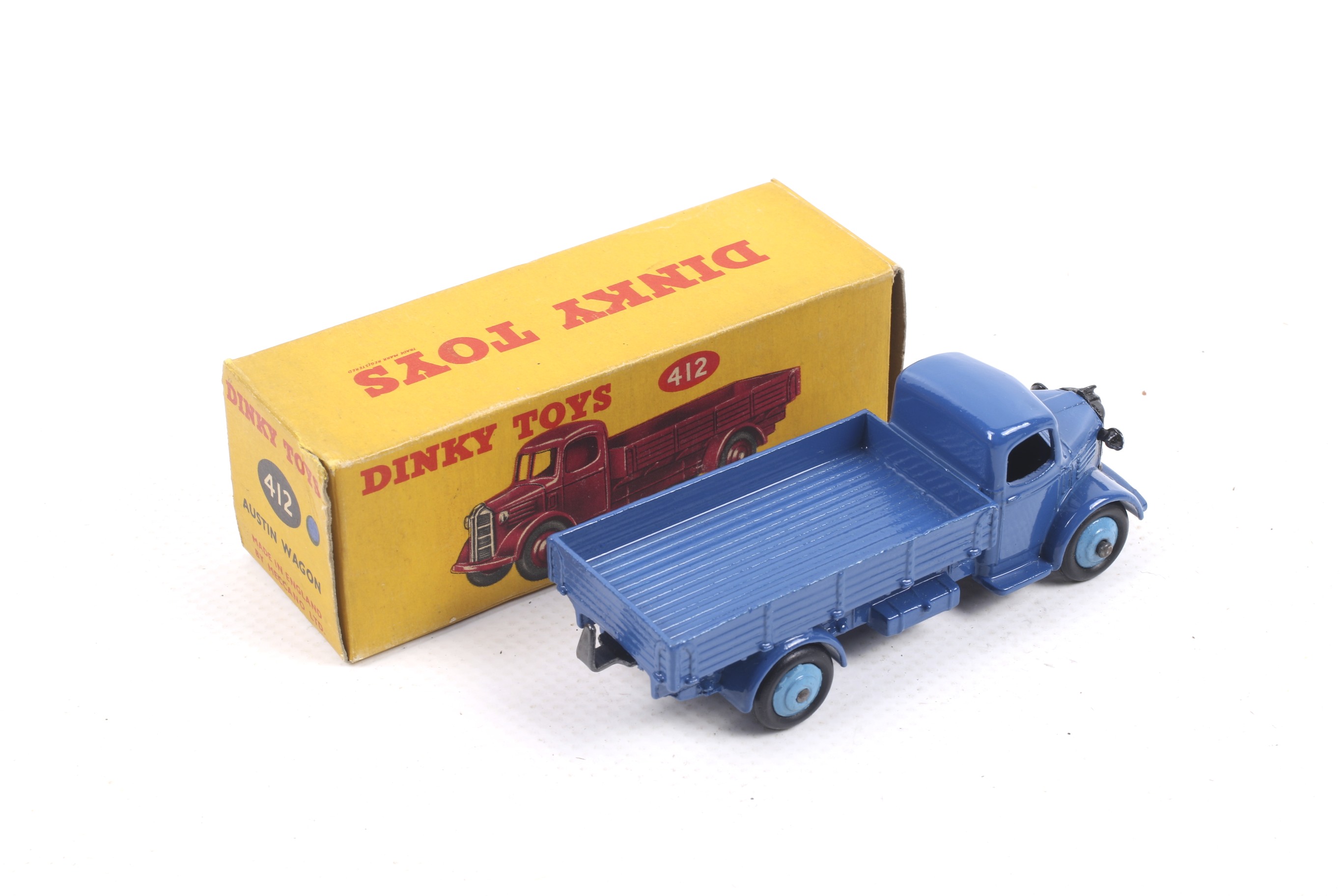 A Dinky diecast Austin Wagon. No. 412, dark blue body with light blue wheels, in original box. - Image 2 of 2