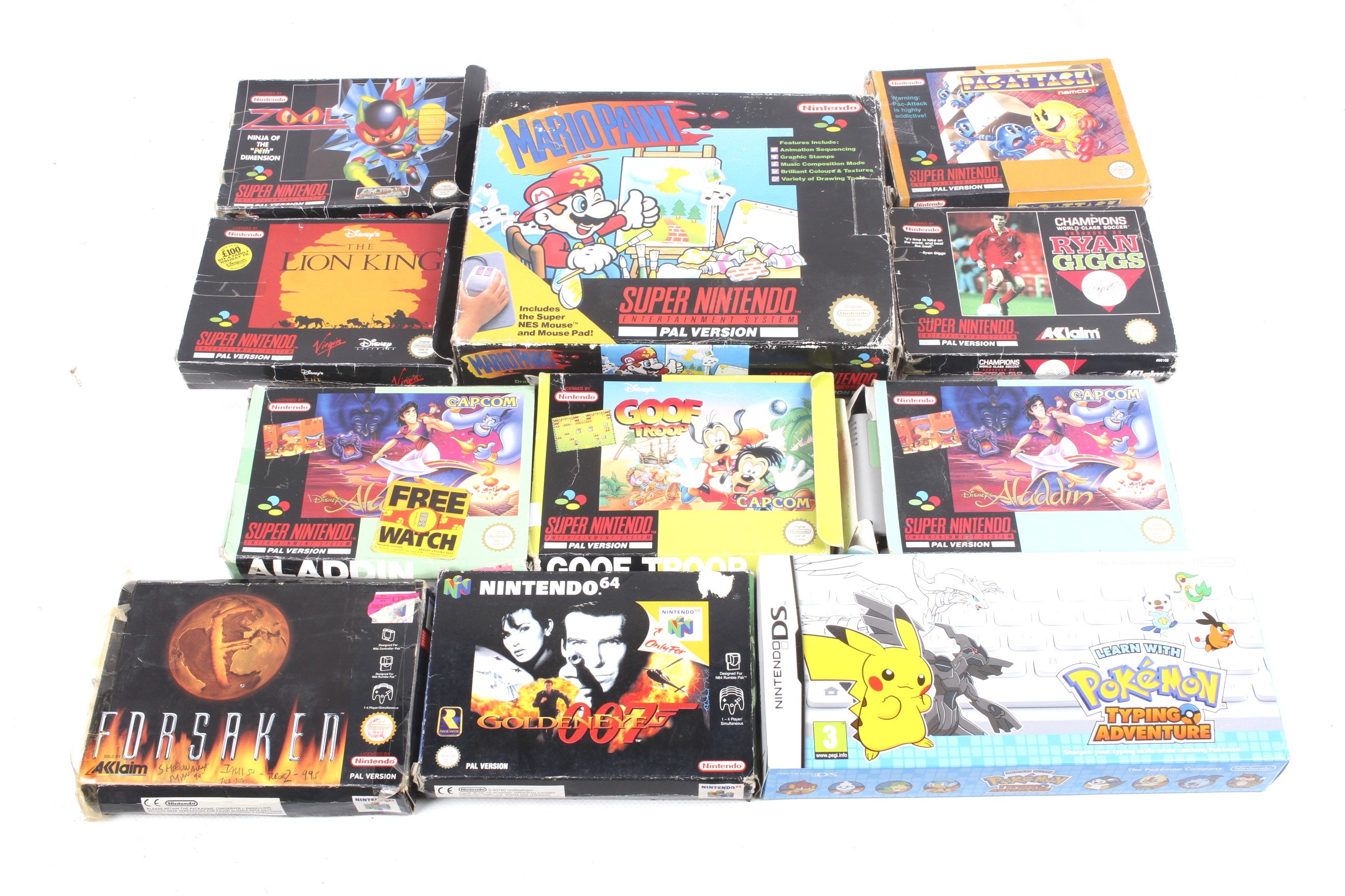 A Super Nintendo Pal Version games console plus games.