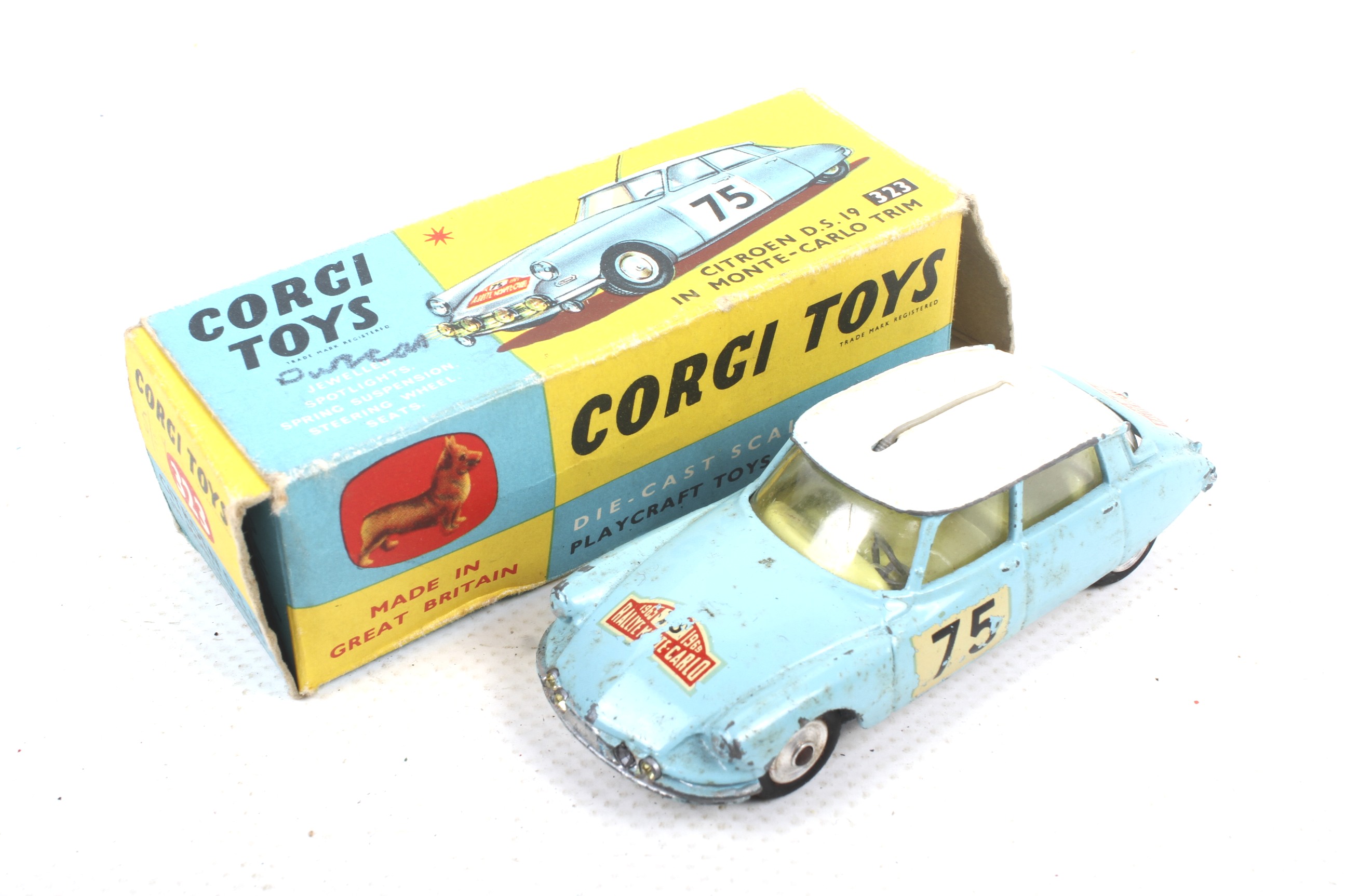 A Corgi diecast Citroen DS19 in Monte Carlo Trim. No.