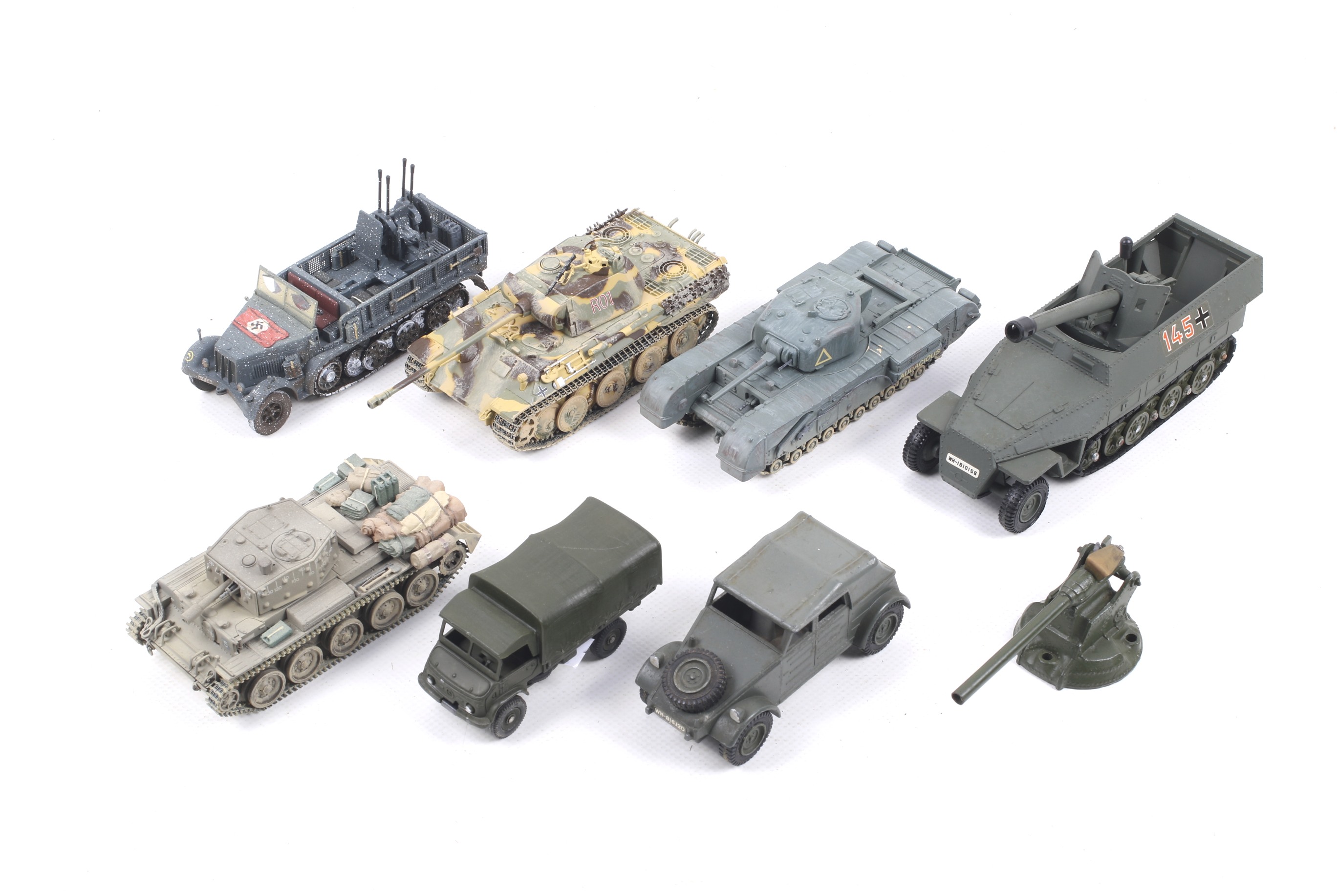 Eight diecast military vehicles.