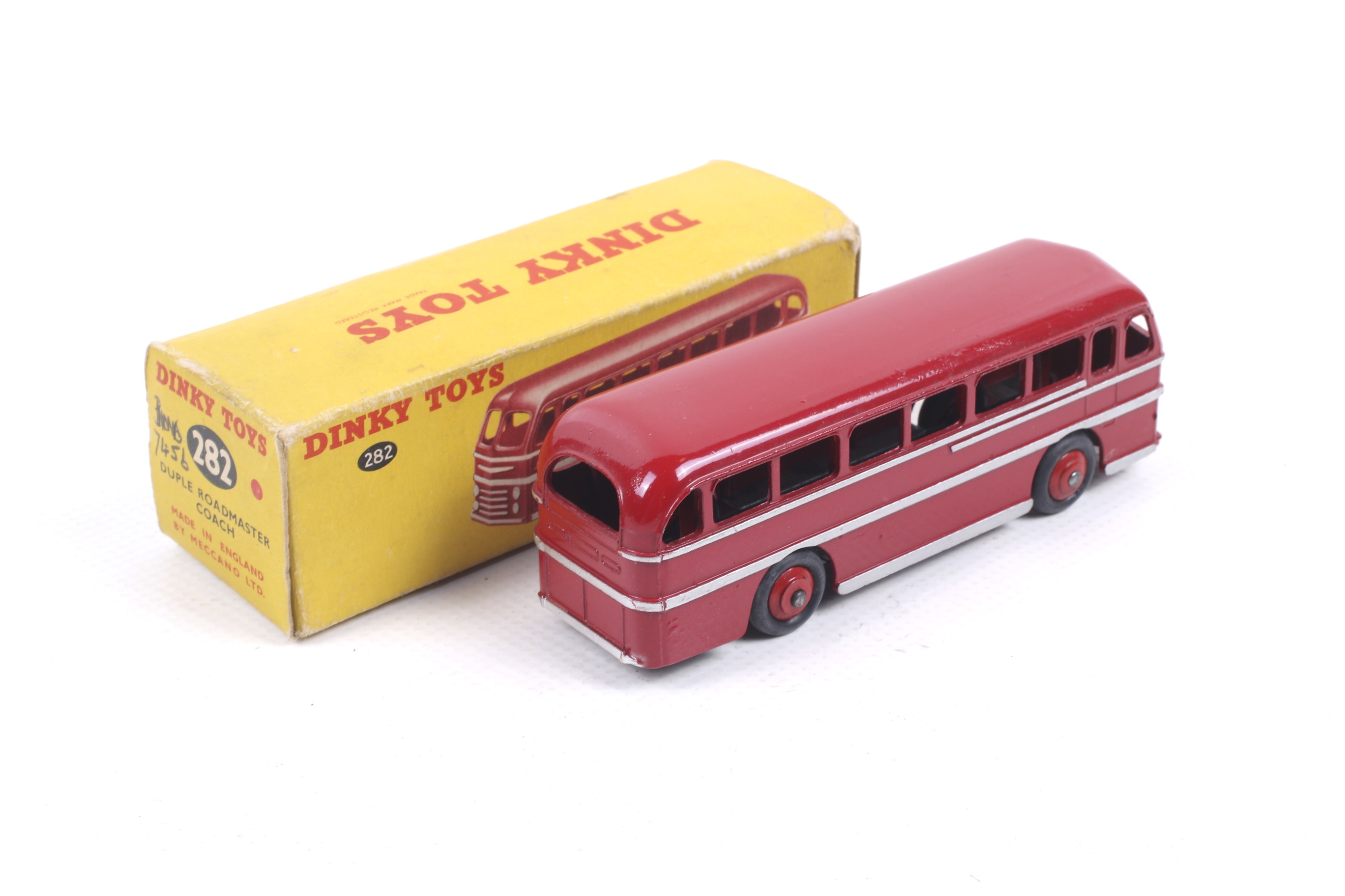 A Dinky diecast Duple Roadmaster Coach. No. 282, in red with silver trim, in original box. - Image 2 of 2