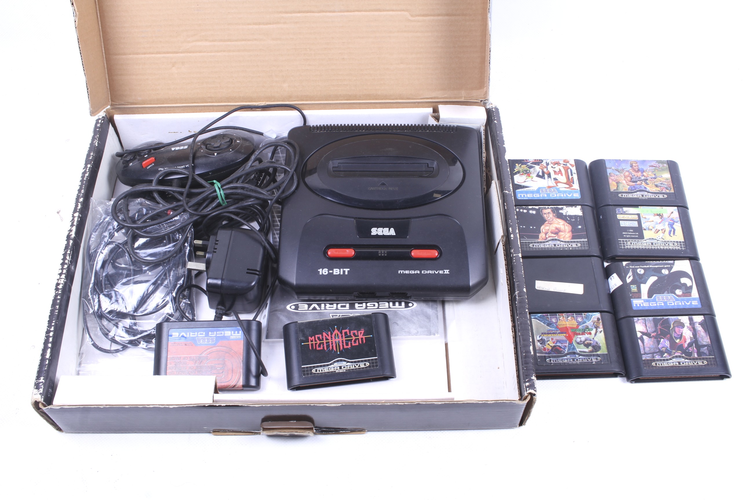 A Sega Mega Drive 2 video game console plus games. - Image 2 of 2