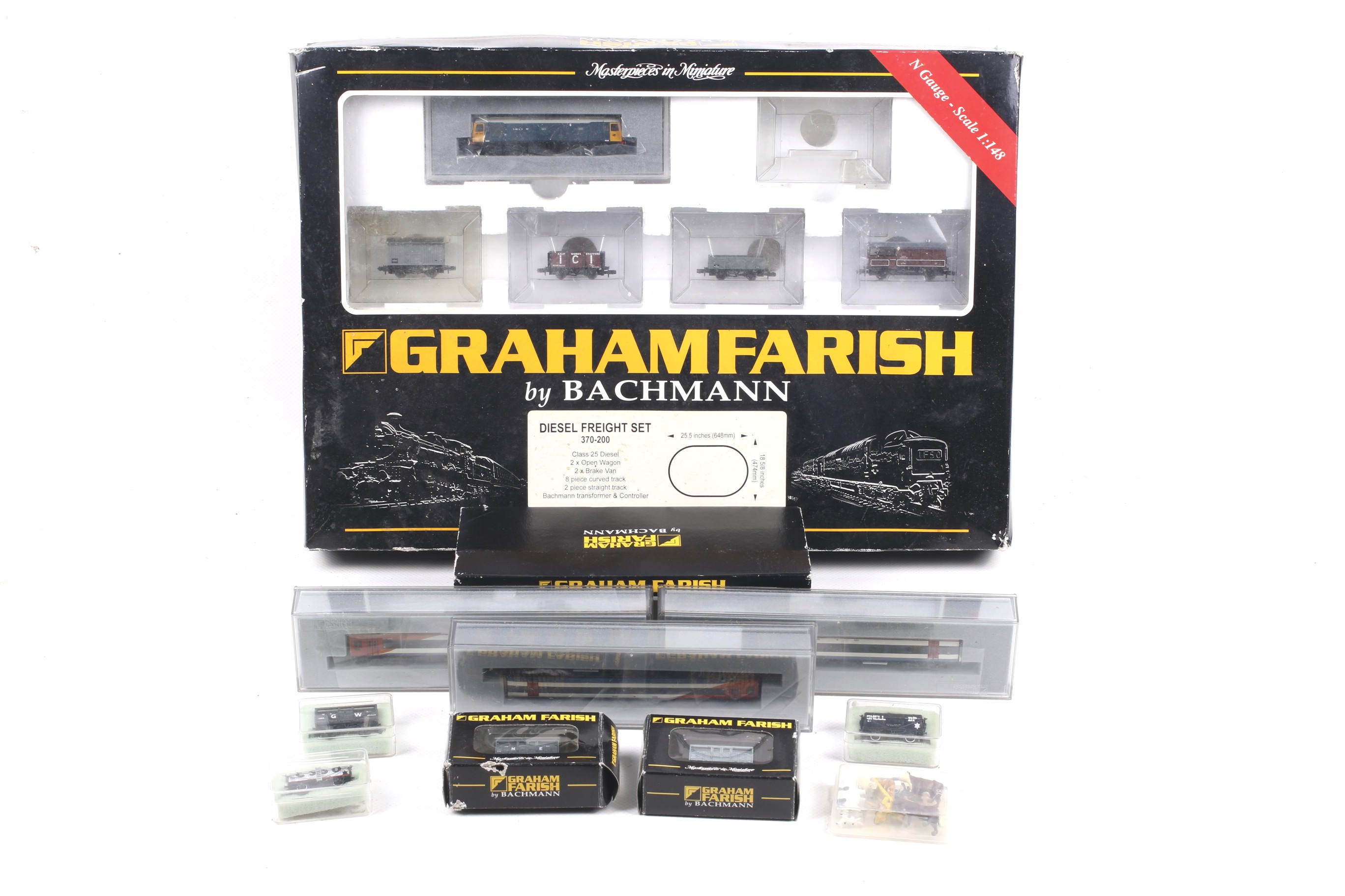 A collection of N gauge Graham Farish model railway.