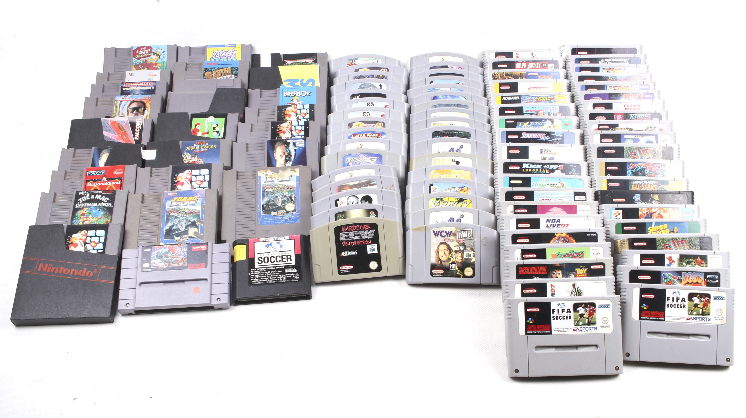 A collection of retro Nintendo video games.