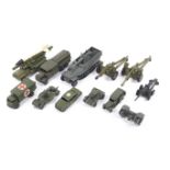 A collection of diecast metal military vehicles.