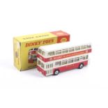 A Dinky diecast Leyland Atlantean Bus. No. 293 with white body and red trim, in original box.
